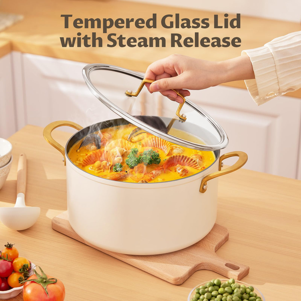 12QT Ceramic Nonstick Stock Pot with Lid D2557