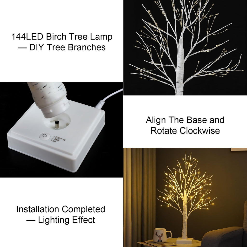 144 LED Birch Tree Lights with Remote Control N89562