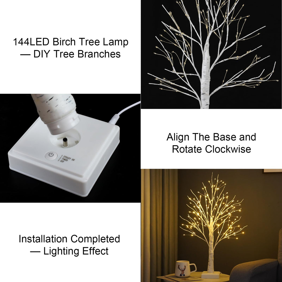 144 LED Birch Tree Lights with Remote Control N89562