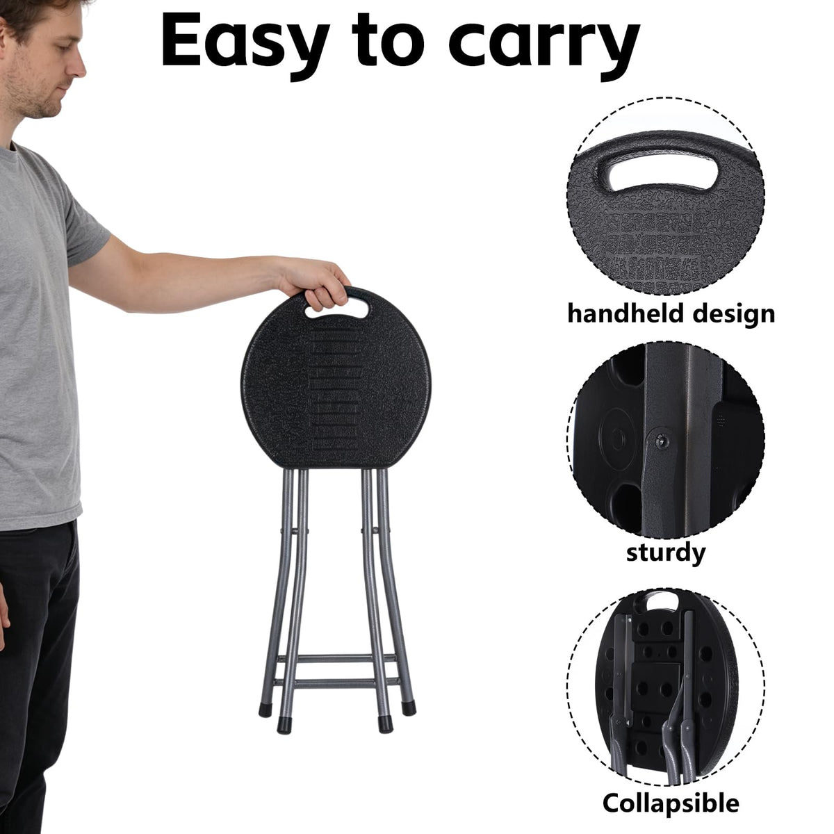 2 Pack 18-Inch Folding Stools with Handle K5612