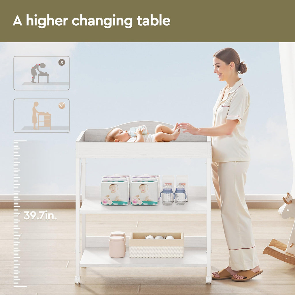 White Baby Changing Table with Pad E8604