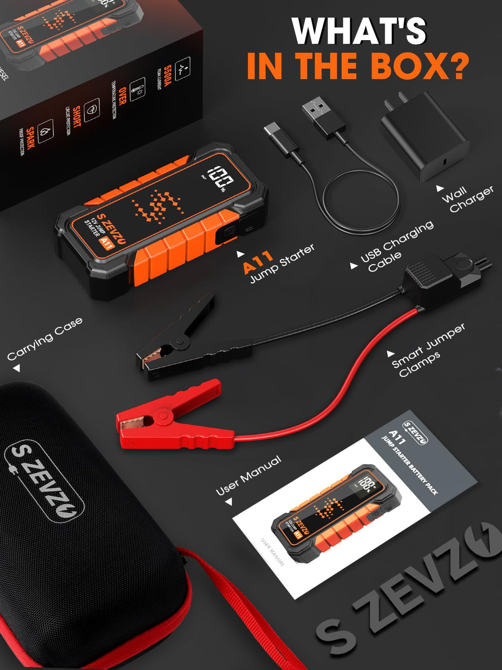 5000A Portable 12V Lithium Jump Starter with USB Charger M381