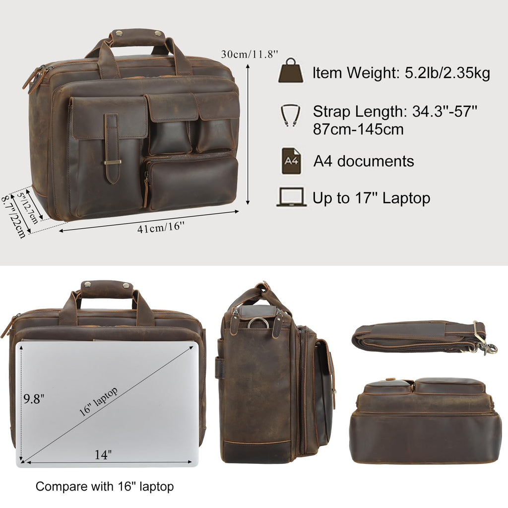 Leather 17.3" Laptop Briefcase B593474