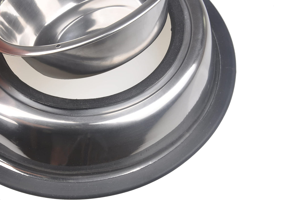 Stainless Steel Double Dish Food And Water Bowl 16 OZ I526