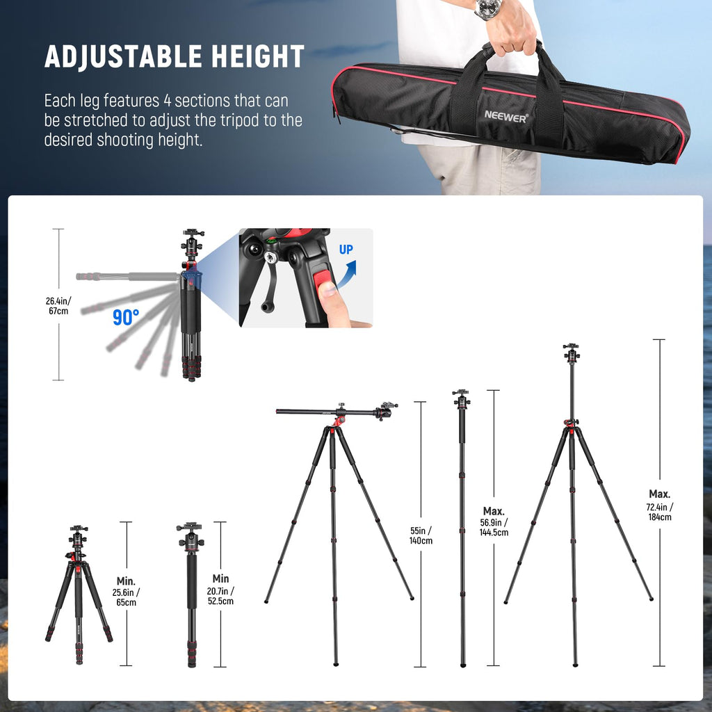 72 Inch Camera Tripod Monopod with Ball Head R50611
