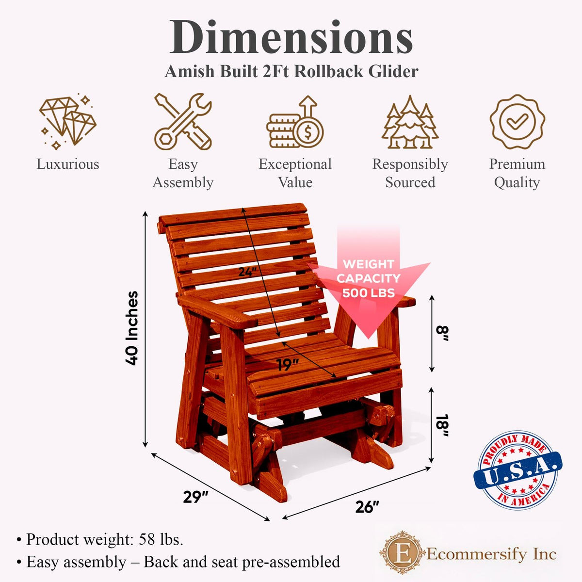 Cedar Wood Glider Chair J7396