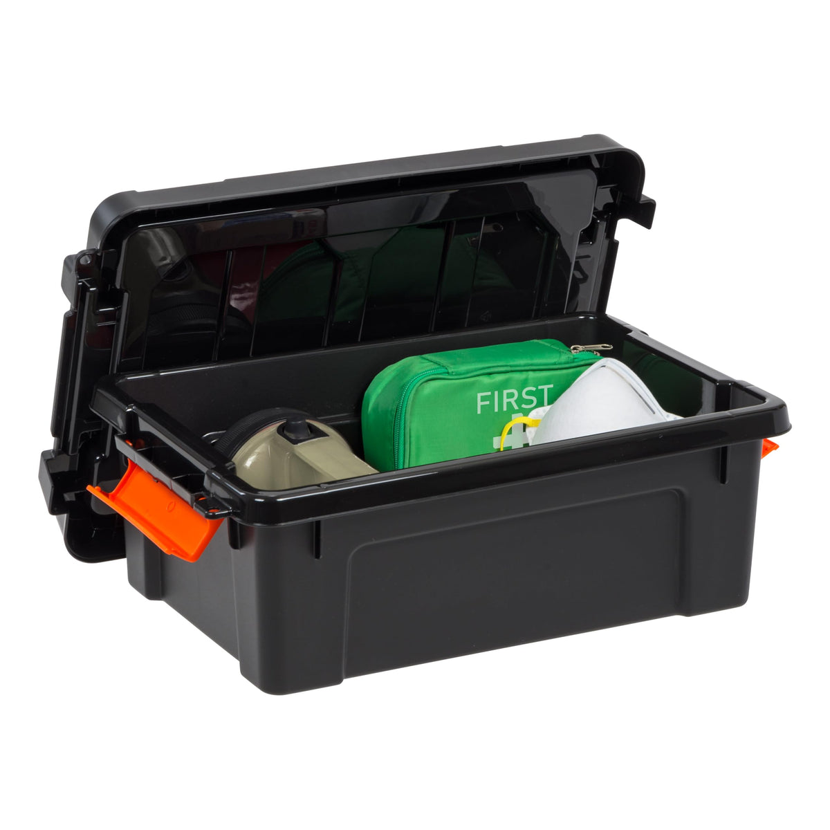 3 Gal Heavy Duty Plastic Storage Bins with Lockable Lids Black Set of 1 P46677