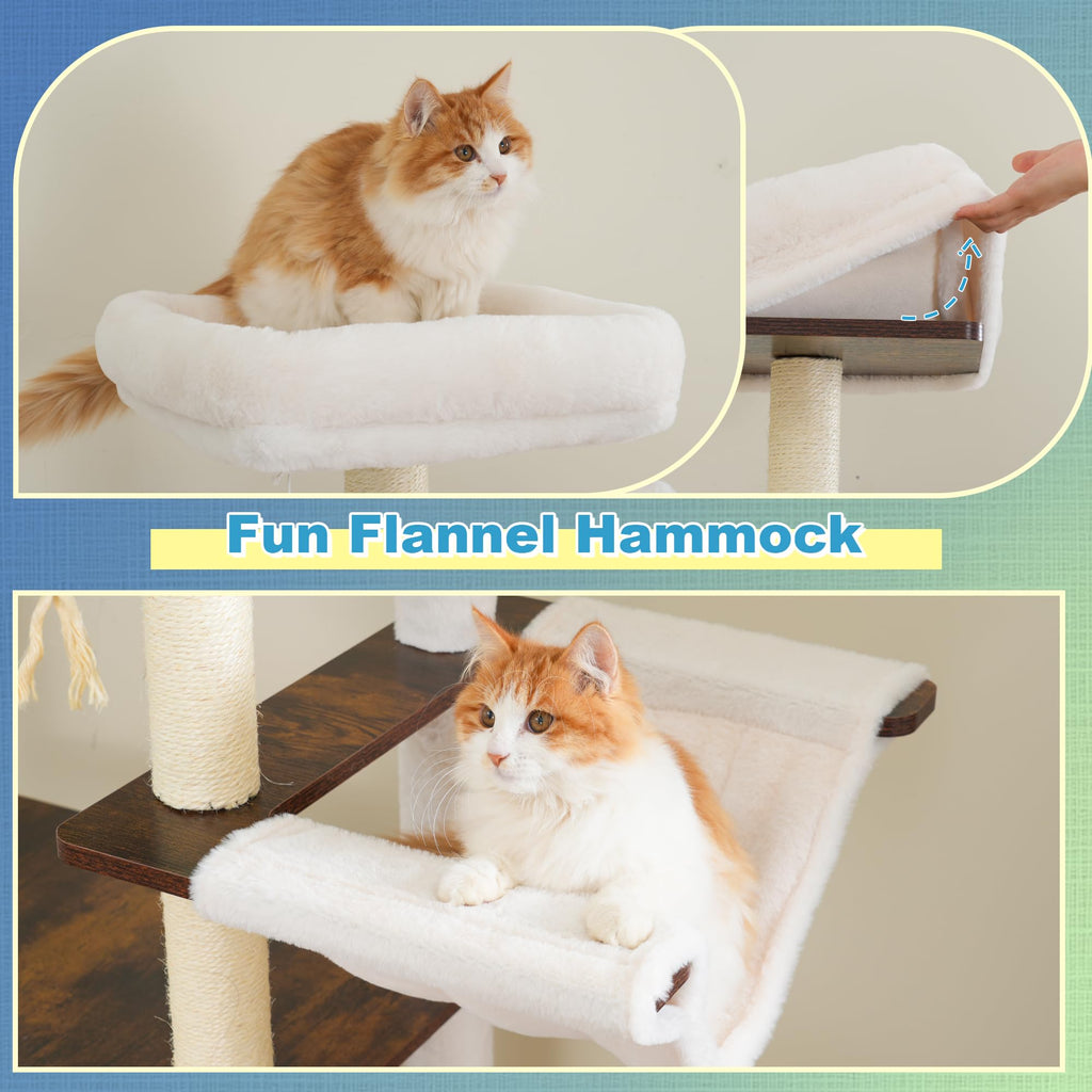 Wooden Cat Tree with Large Platforms A240