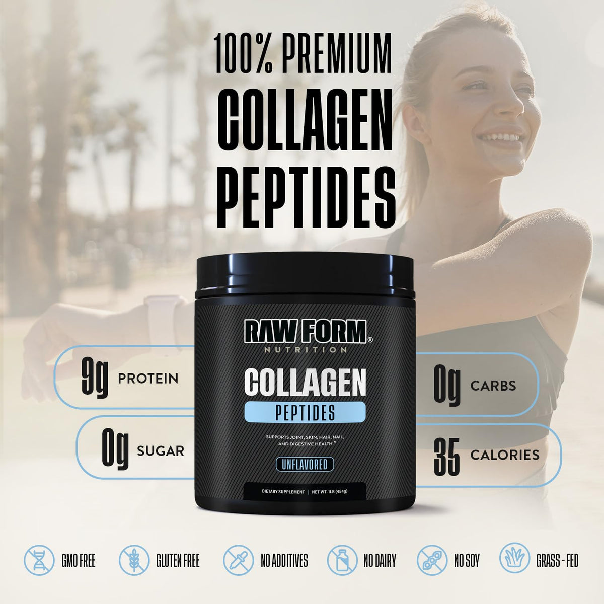 Collagen Peptides Powder 1LB Unflavored Grass-Fed Hydrolyzed P580