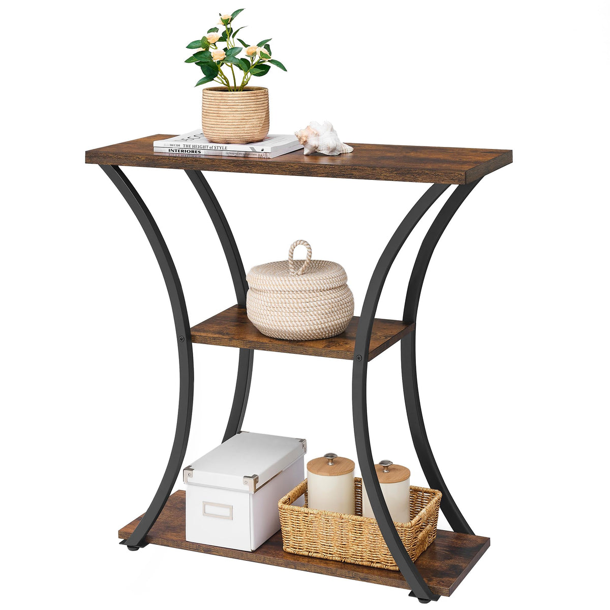 3 Tier Console Table with Open Wood Shelves C55852