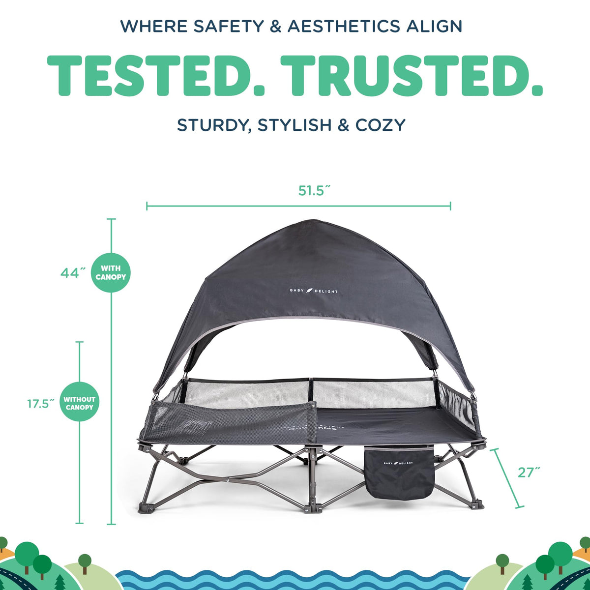 Portable Cot Grey D44275