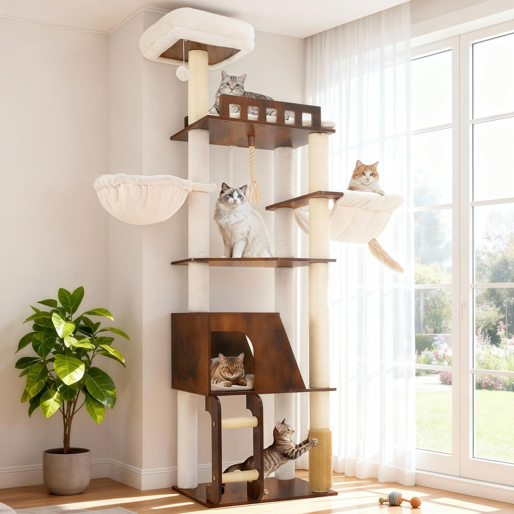 Wooden Cat Tree with Large Platforms A240