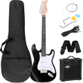 39in Full Size Electric Guitar with 10W Amp, Case and Accessories Pack, Black B924658