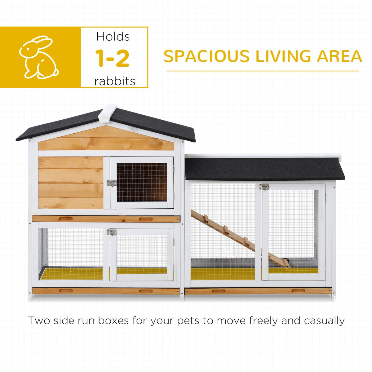 2-Story Wooden Rabbit Hutch with Ramp E25698