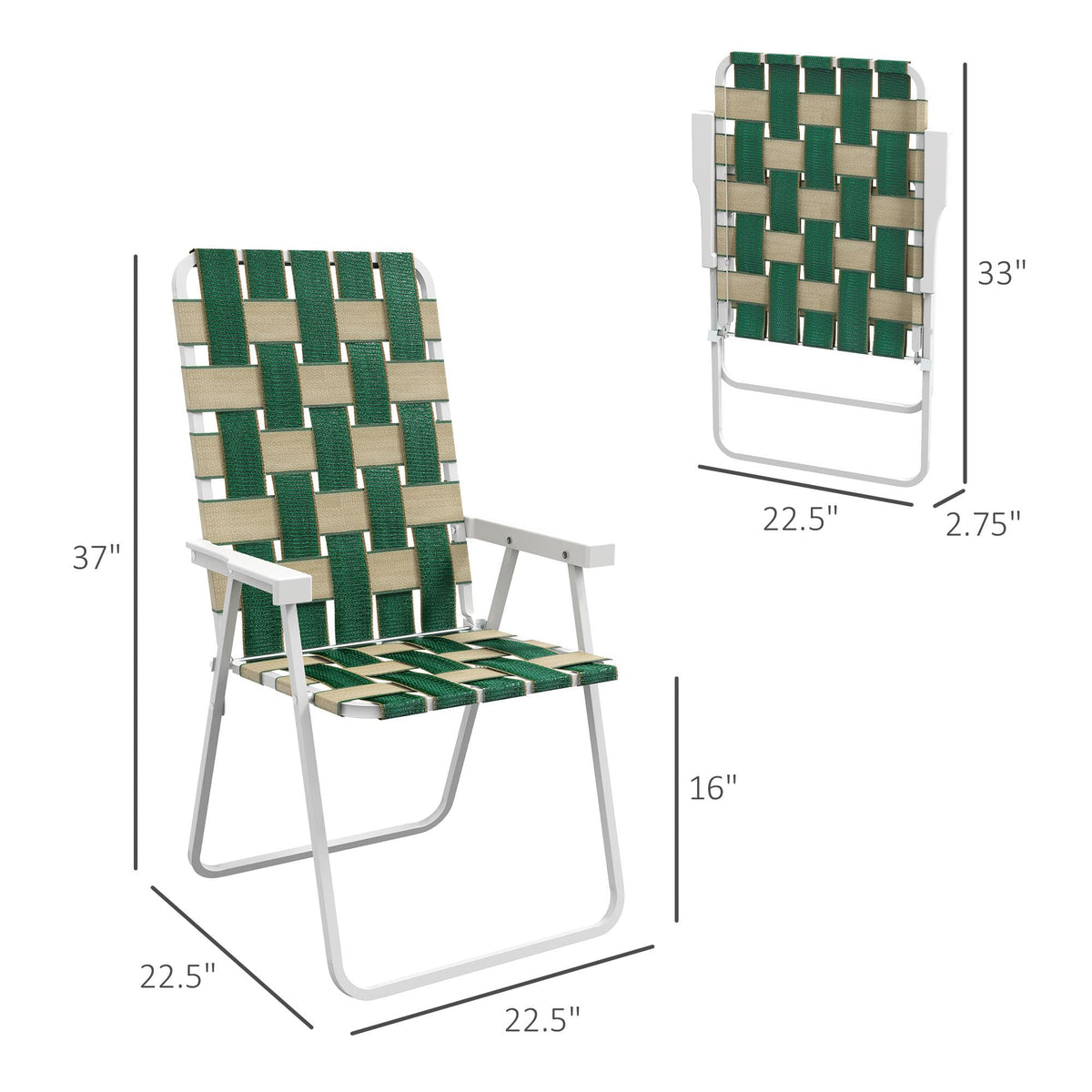 Folding Lawn Chairs Set of 2 with Armrests A449