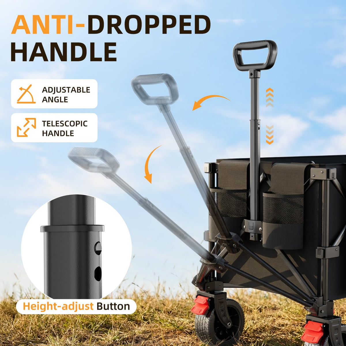 220L Collapsible Heavy Duty Folding Wagon Cart with All-Terrain Wheels F7488