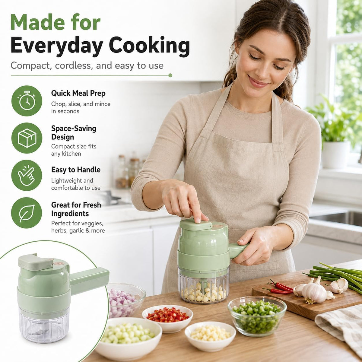 4 in 1 Handheld Electric Vegetable Chopper W51989
