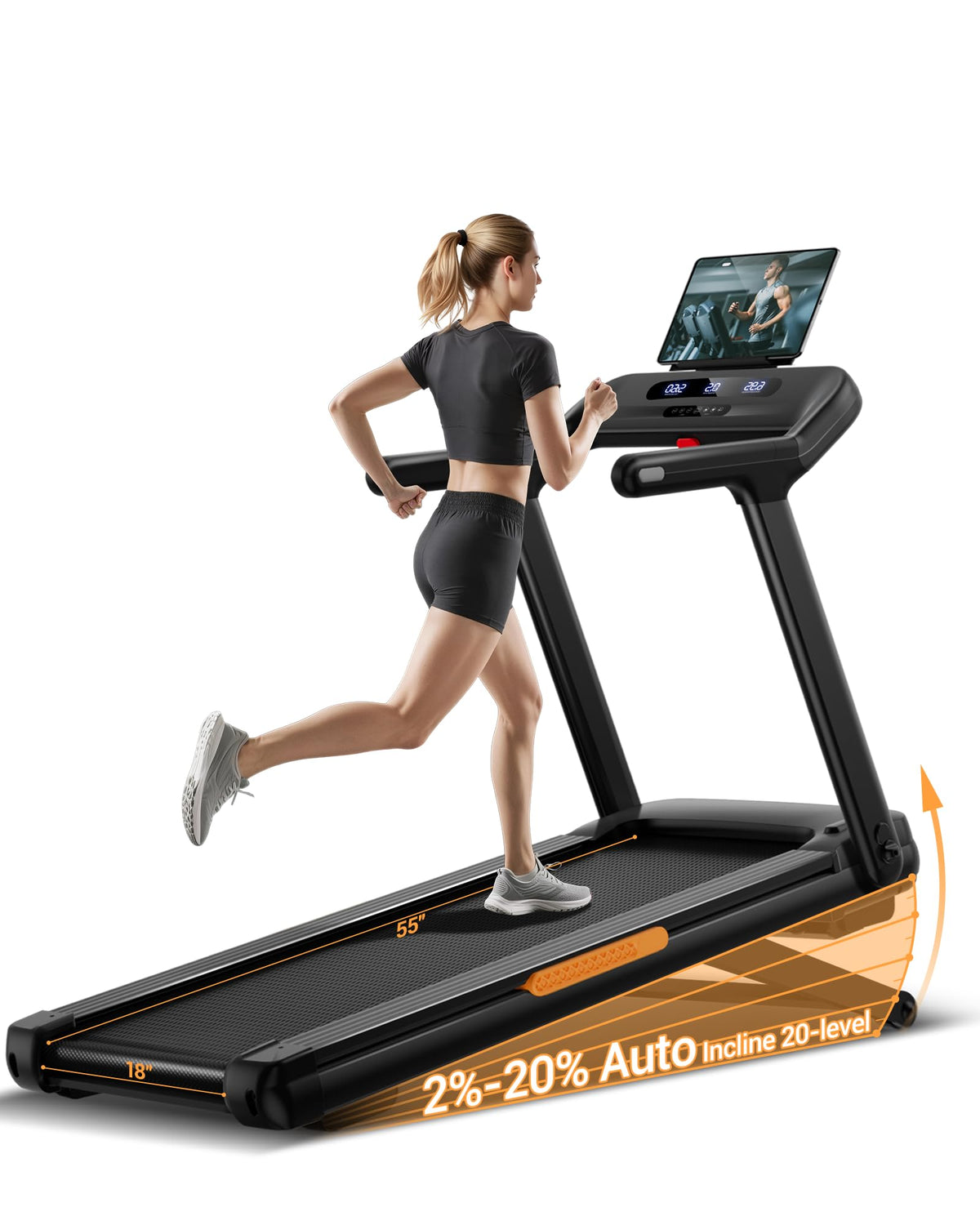 Heavy Duty Treadmill with 20% Auto Incline 4.0HP 400 LBS Capacity E917585