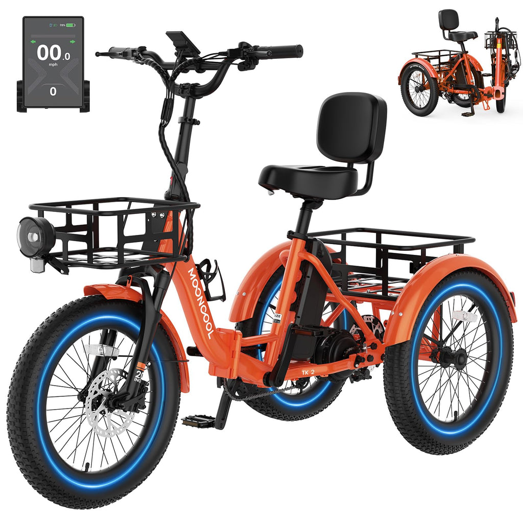 Electric Trike for Adults, 500W 20" Fat Tire Folding Tricycle H330454