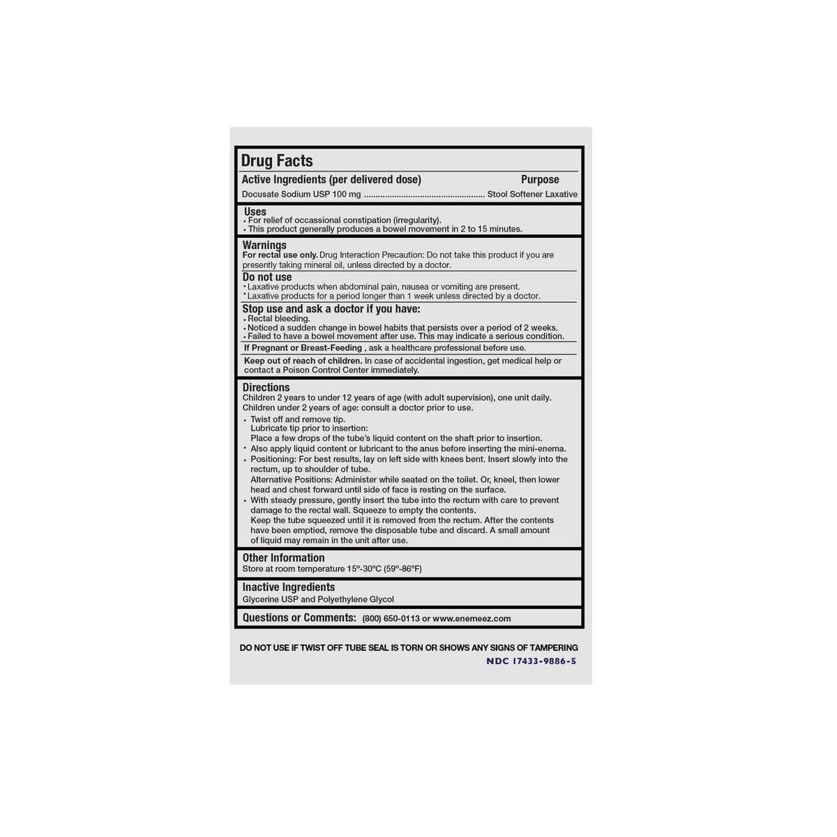 Kids Enema Single-Use Tubes T264405
