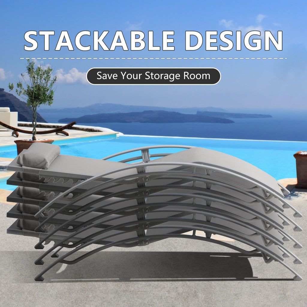 Adjustable Aluminum Pool Lounge Chairs Set of 3 with Side Table G981