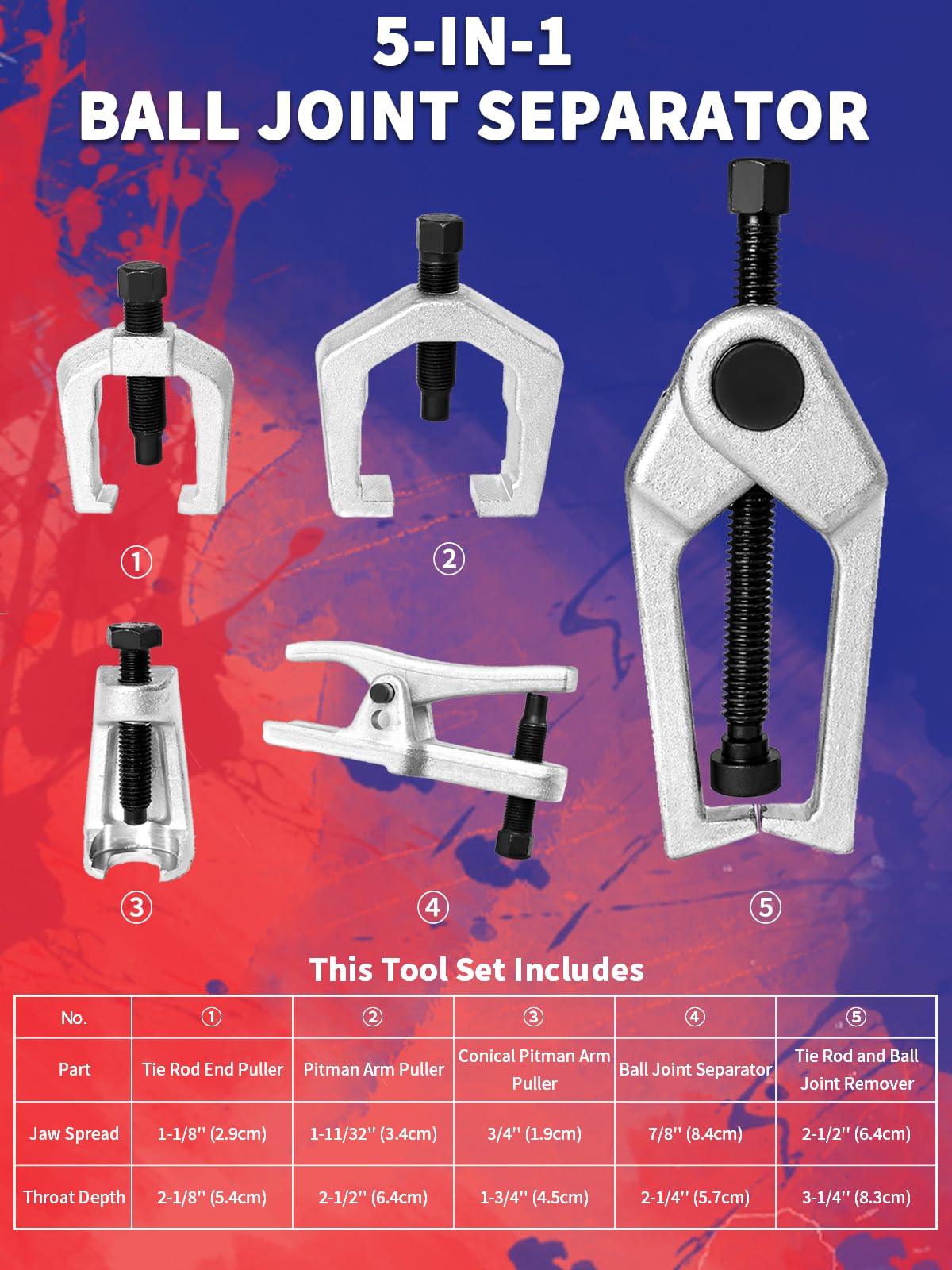 5 PCS Ball Joint Separator Front End Service Tool Kit D70873