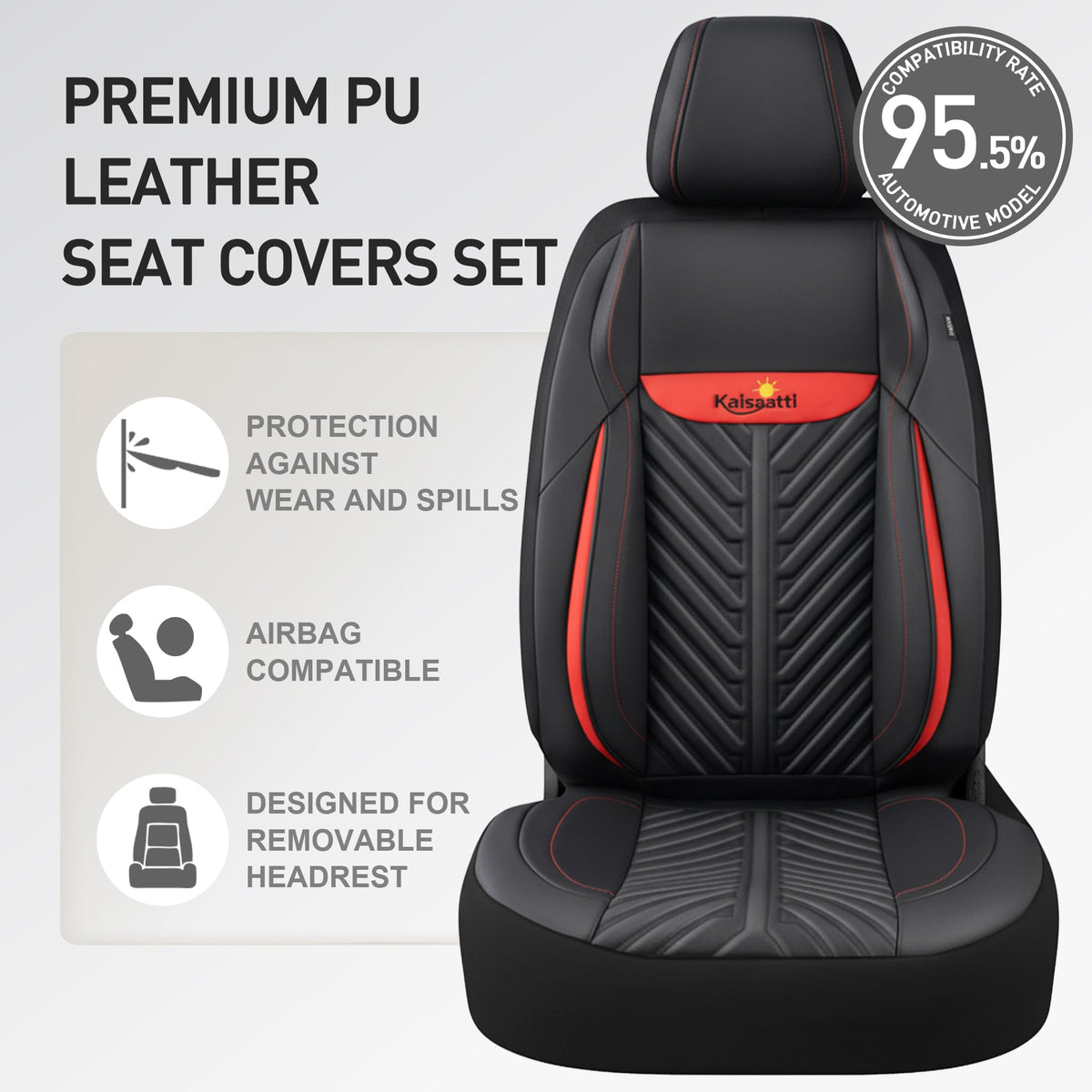 PU Leather Waterproof Car Seat Covers Full Set G45242