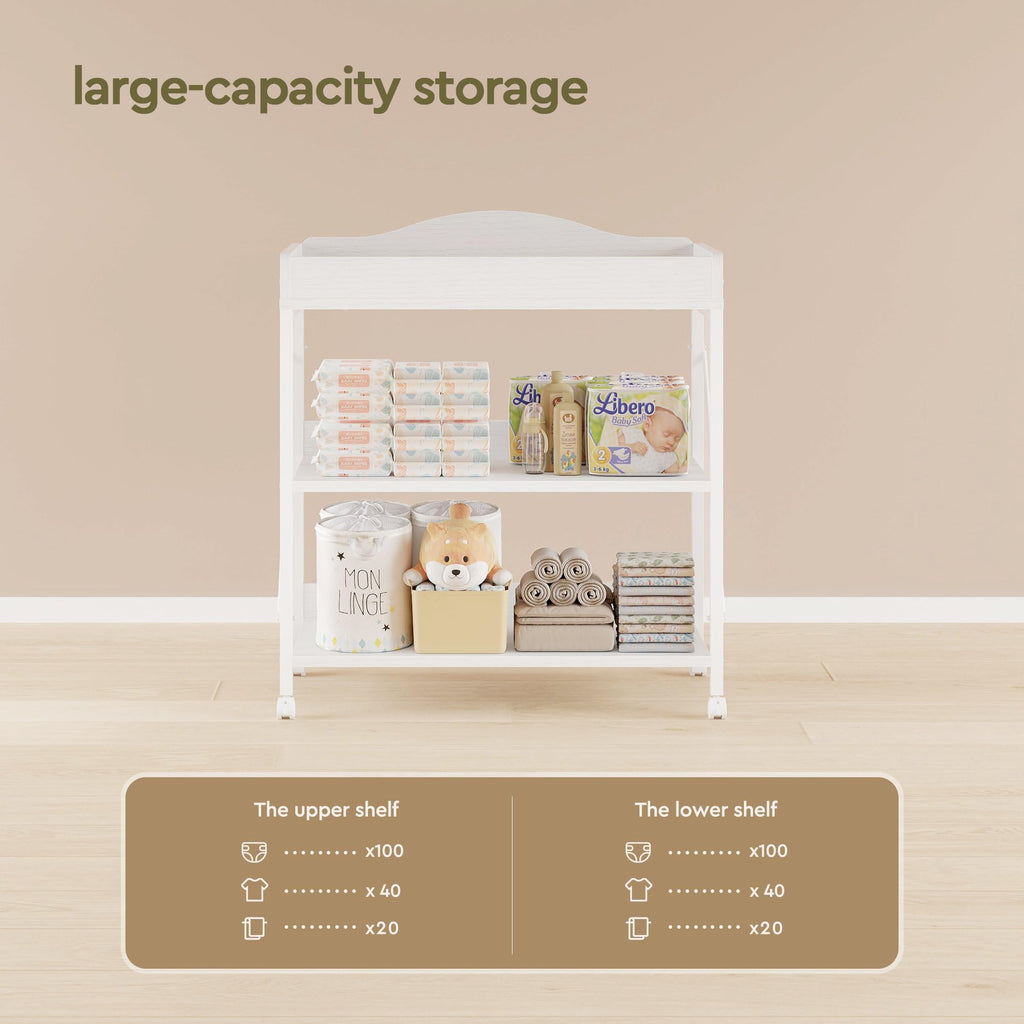 White Baby Changing Table with Pad E8604