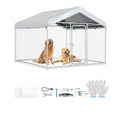 Outdoor Dog Kennel, 6.56 x 6.56 x 5.25 ft with UV-Resistant & Waterproof Roof Cover V401229