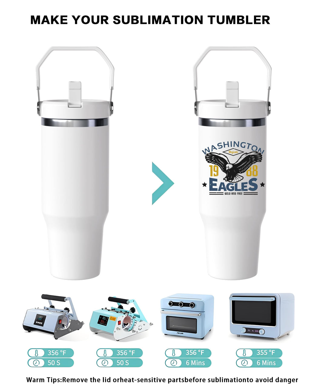30oz Sublimation Blank Tumbler with Handle and Flip Straw J499930