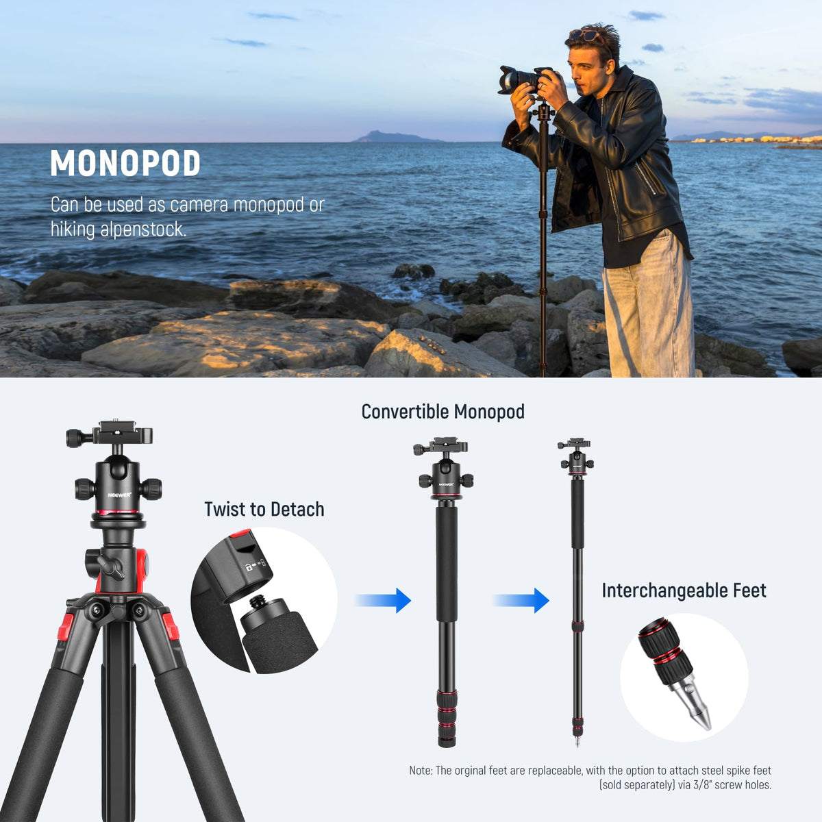 72 Inch Camera Tripod Monopod with Ball Head R50611