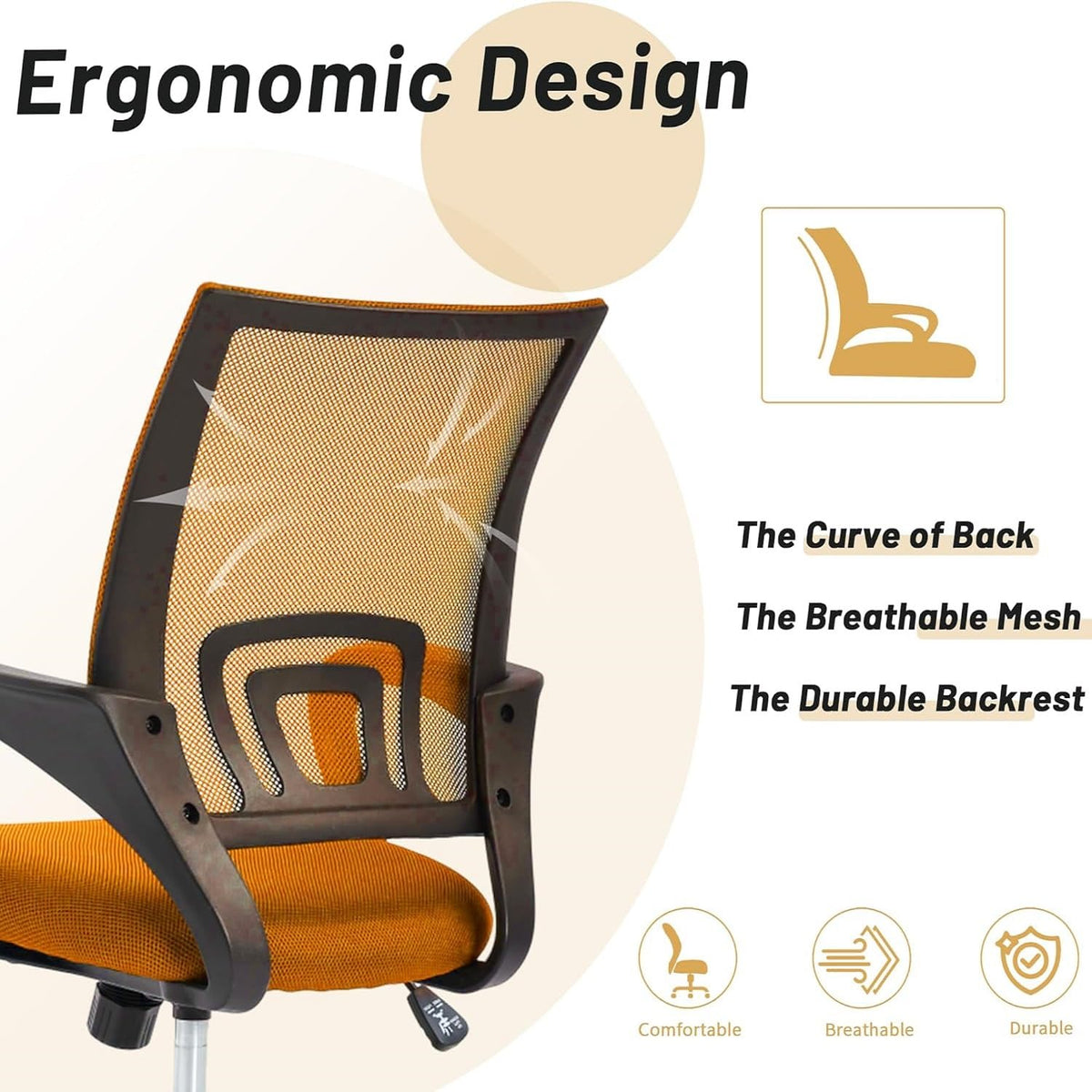 Orange Ergonomic Mesh Office Chair with Lumbar Support H245