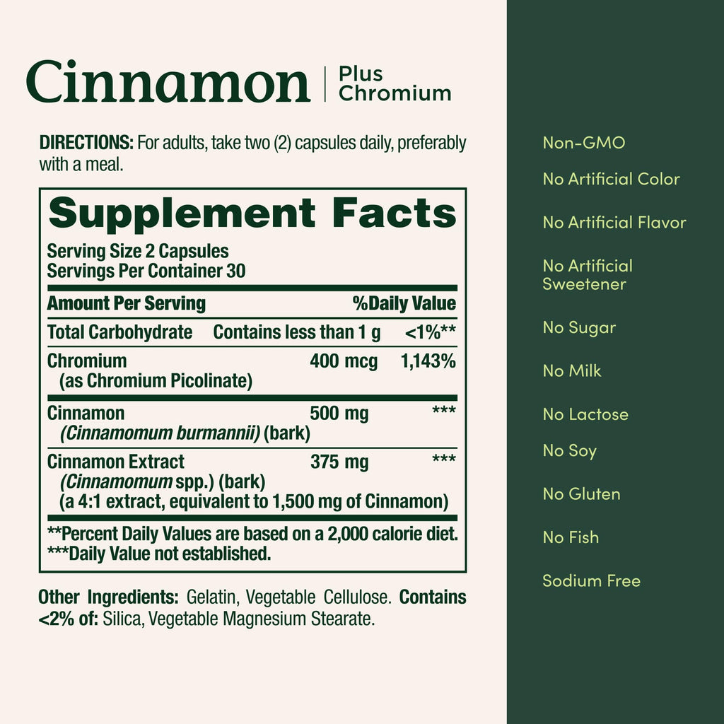Cinnamon 2000mg Plus Chromium 60 Capsules E2781