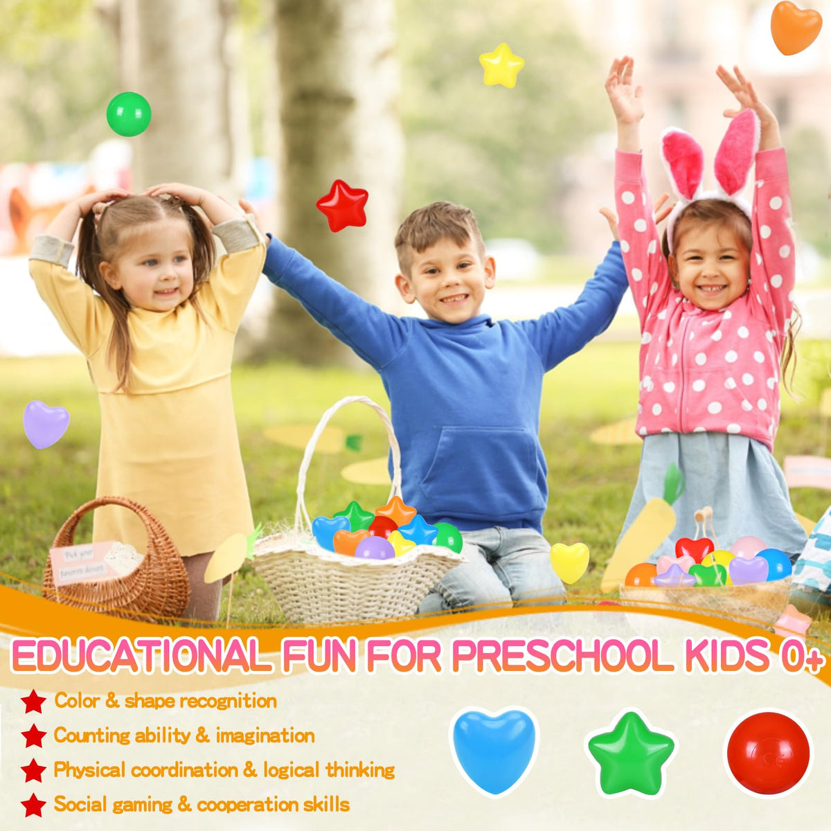 100 200 500 Plastic Balls for Toddlers Phthalate Free BPA Free Non-Toxic Crush Proof Z783