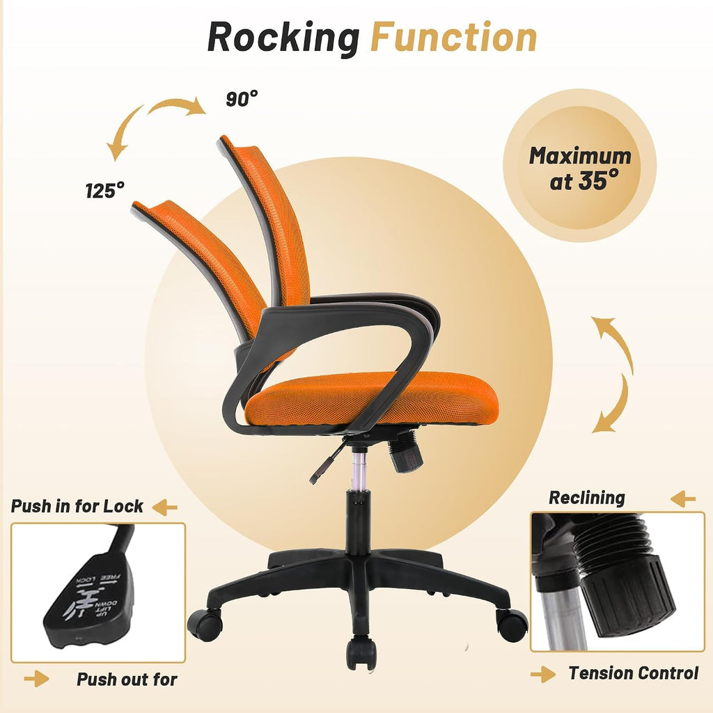 Orange Ergonomic Mesh Office Chair with Lumbar Support H245