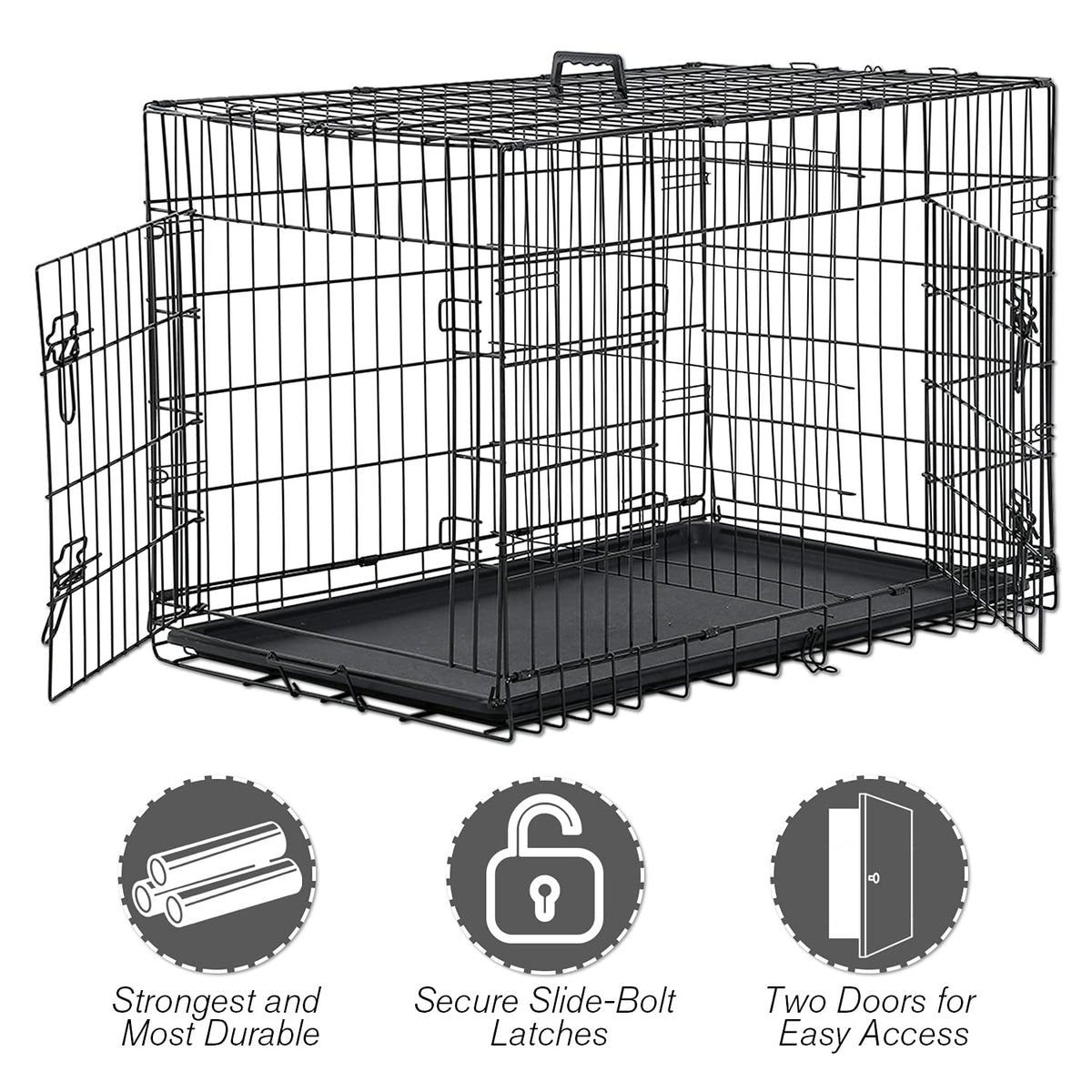 48 Inch Double Door Metal Dog Crate with Divider Panel U632299