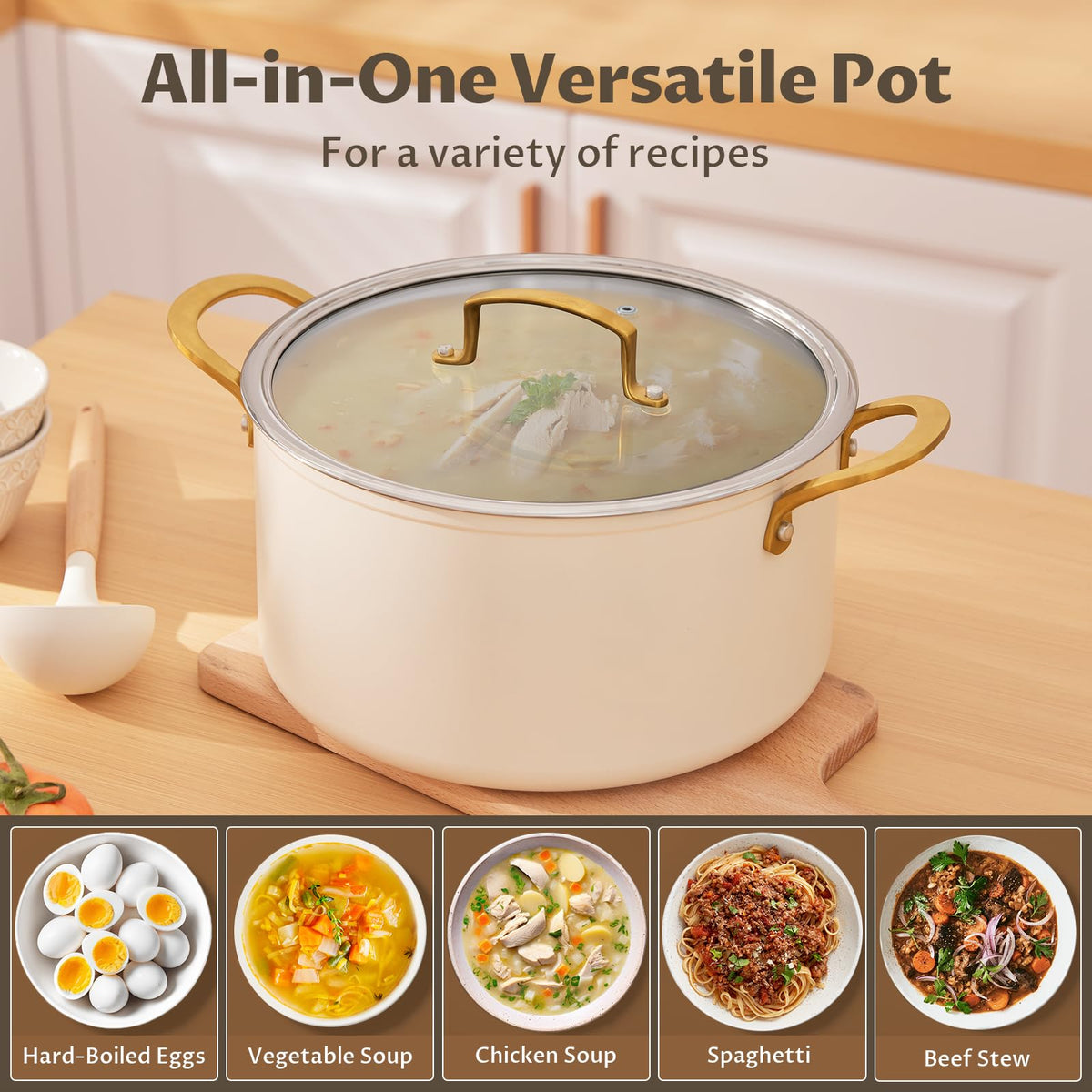 12QT Ceramic Nonstick Stock Pot with Lid D2557