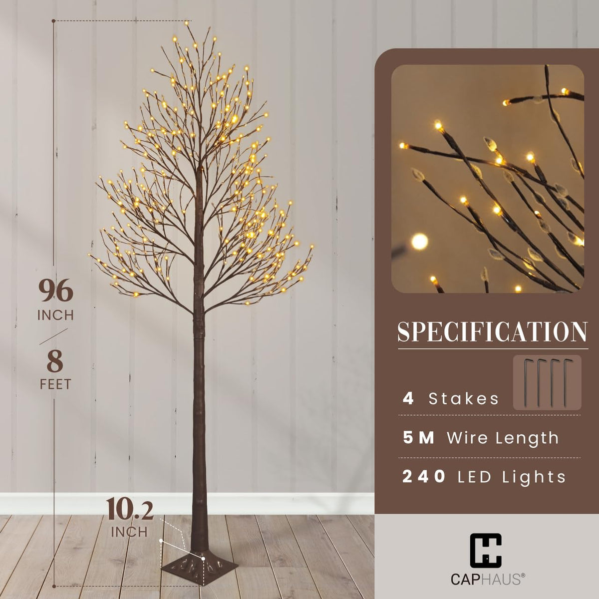 8FT Lighted Willow Twig Tree with 240 Warm White LED Lights F931