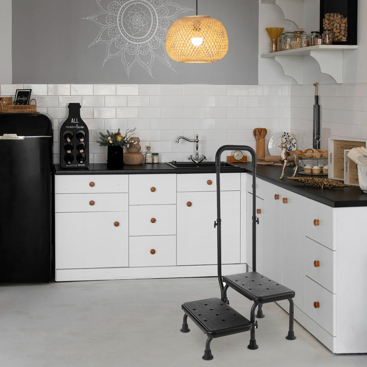 2 Step Stool with Handle and Non-Slip Platform L96051