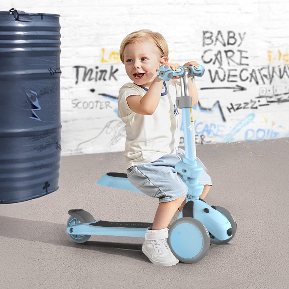 Kids 3 Wheels Scooter with Adjustable Heights and LED Wheels Y400