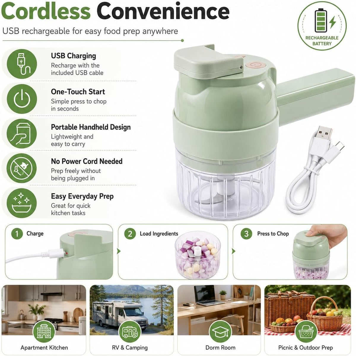 4 in 1 Handheld Electric Vegetable Chopper W51989