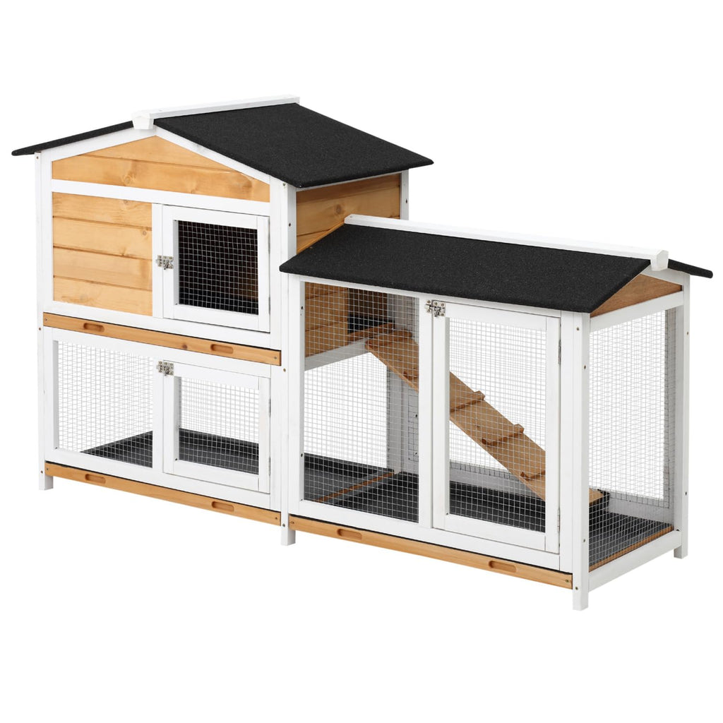2-Story Wooden Rabbit Hutch with Ramp E25698
