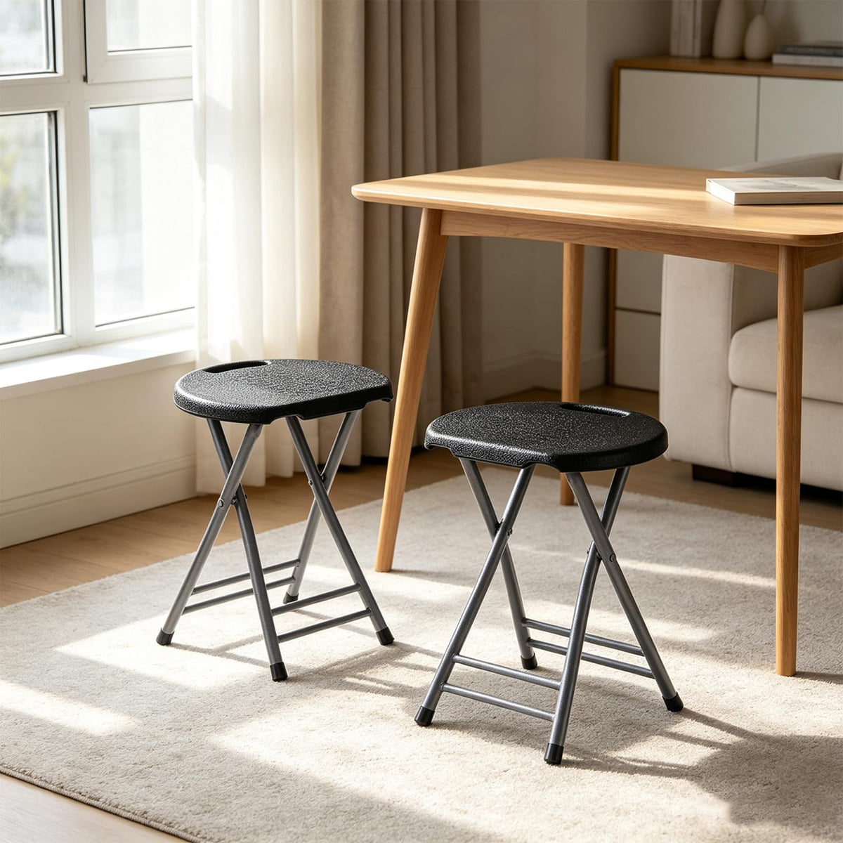 2 Pack 18-Inch Folding Stools with Handle K5612