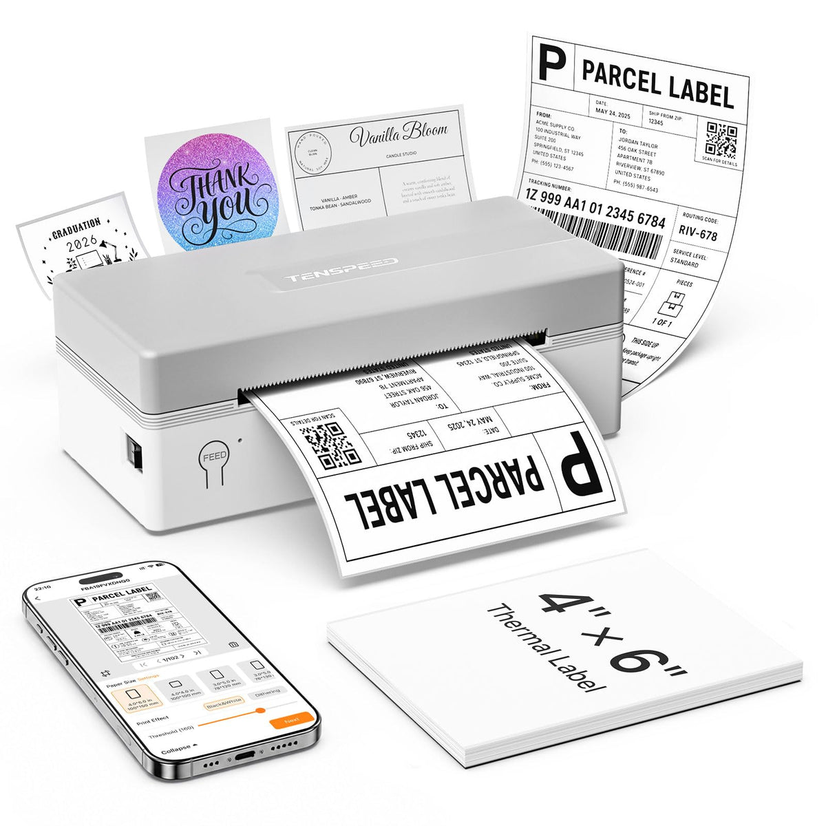 Bluetooth Thermal Shipping Label Printer E598