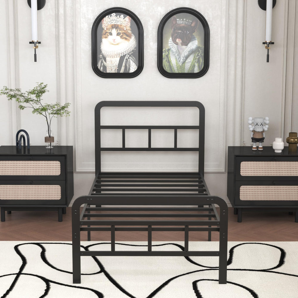 Twin Platform Bed Frame with Headboard and Footboard F491782