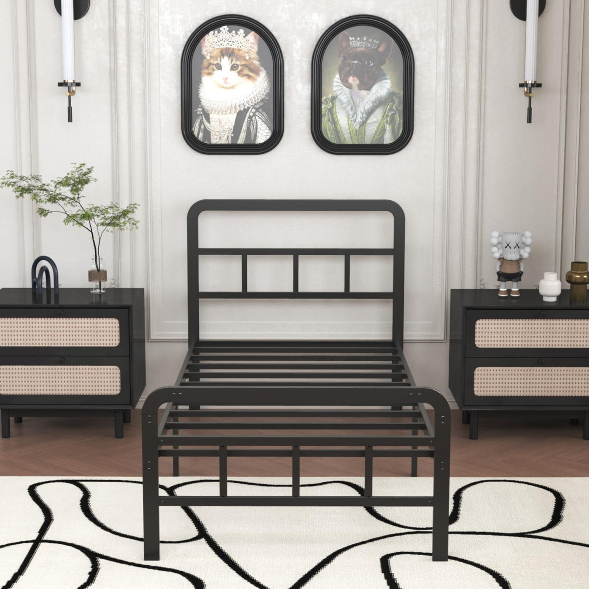 Twin Platform Bed Frame with Headboard and Footboard F491782