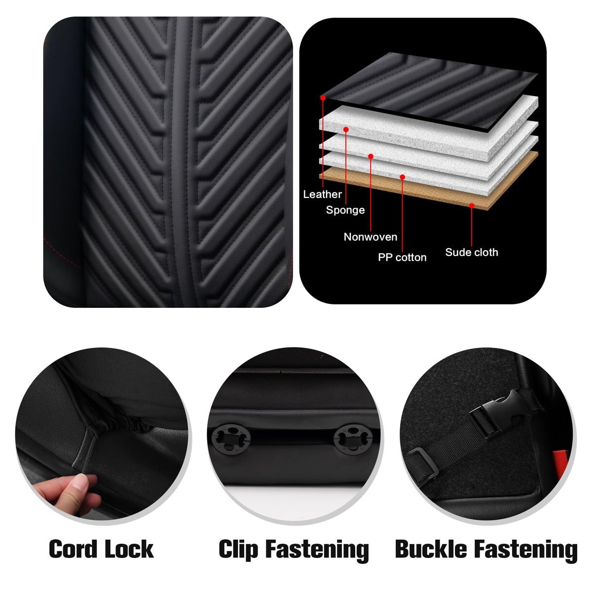 PU Leather Waterproof Car Seat Covers Full Set G45242