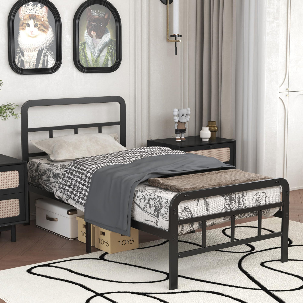 Twin Platform Bed Frame with Headboard and Footboard F491782