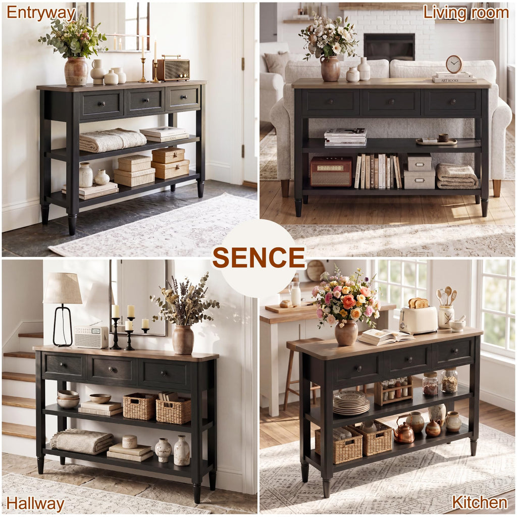 43" Narrow Console Table with 3 Drawers and 2 Shelves M4881