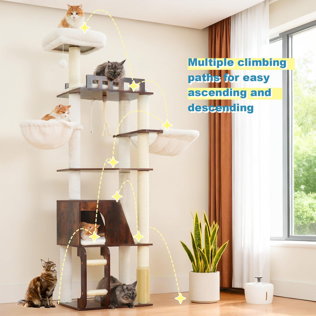Wooden Cat Tree with Large Platforms A240